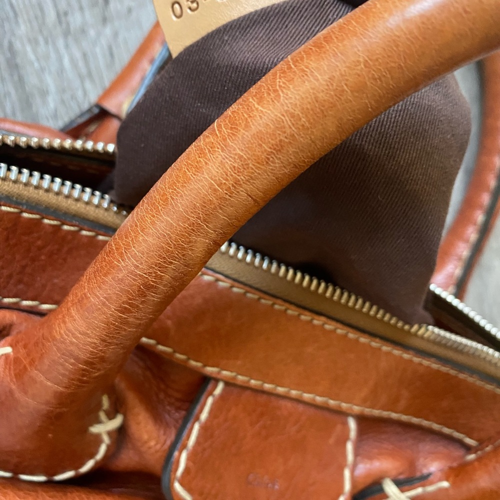 Authentic Chloe Brown Leather Medium Handbag/ Sat… - image 8